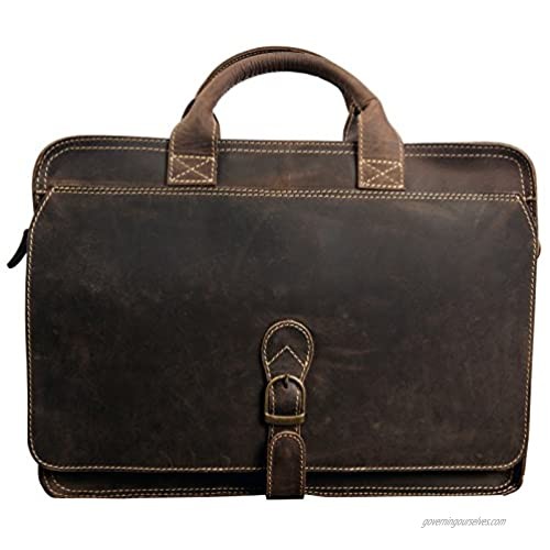 Canyon Outback Leather Goods Inc Texas Canyon Leather Briefcase - Store 15 Laptops and Macbooks - Perfect for men and women Brown