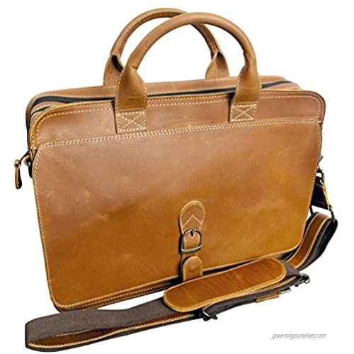 Canyon Outback Leather Goods  Inc Texas Canyon Leather Briefcase - Store 15" Laptops and Macbooks - Perfect for men and women  Tan