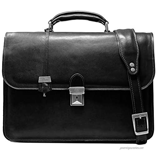 Floto Duomo Full Grain Leather Briefcase in Black (Black)