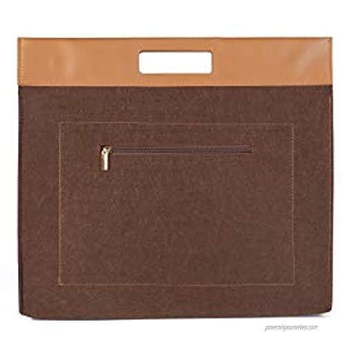 HIFUMI Felt Laptop Bag for Men Women 15.6 Inch Laptop Sleeve Case with Leather Handle Tote Bag with Zipper (15.6 Inch Chocolate Brown)