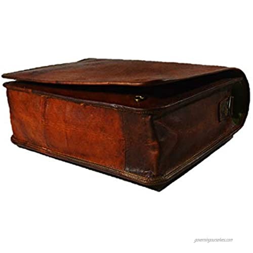 Jony Vintage 16 Inch Goat Leather Briefcase Laptop Messenger Bag Office Briefcase College Bag for Unisex
