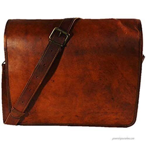 Jony Vintage 16 Inch Goat Leather Briefcase Laptop Messenger Bag Office Briefcase College Bag for Unisex