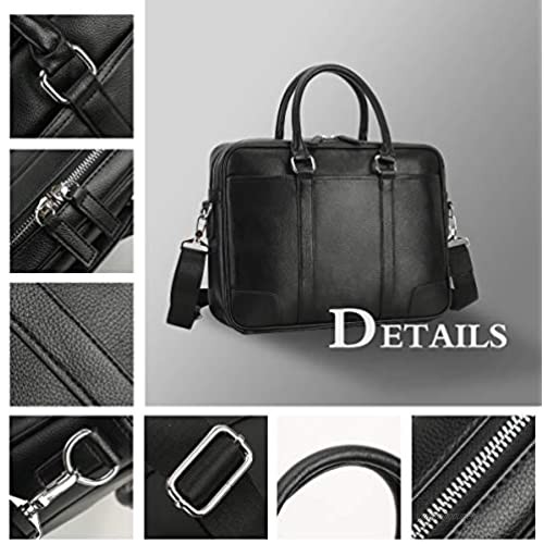 Leathario Men Briefcase Genuine Leather Handbag Laptop Bag 10.5 Inch for Mens Business Luxurious Leather Messenger Shoulder Bag Office Travel Weekend