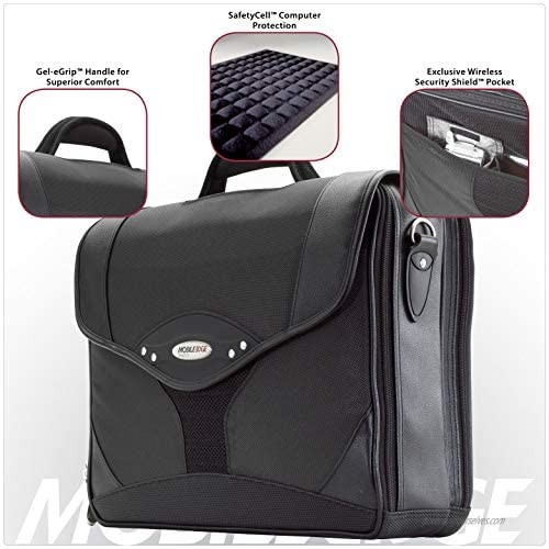 Mobile Edge Black Select Laptop Briefcase 15.6 Inch PC 17 Inch Mac SafetyCell Computer Protection Compartment Gel-eGrip Comfort Handle for Men Women Business Students MEBCS1