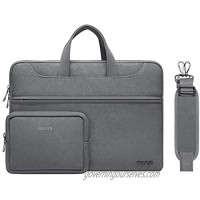 MOSISO PU Leather Waterproof Laptop Shoulder Bag Compatible with MacBook Pro/Air 13 inch  13-13.3 inch Notebook Computer  Briefcase Sleeve with Small Case & Front Zipper Pocket & Trolley Belt  Gray
