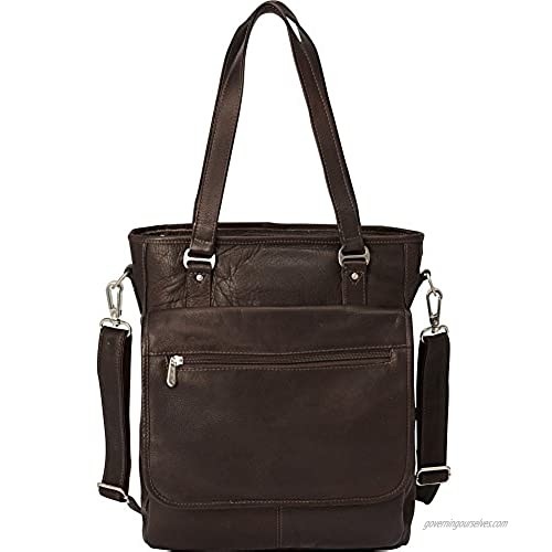Piel Leather Laptop/Tablet Carry-All Tote Chocolate One Size
