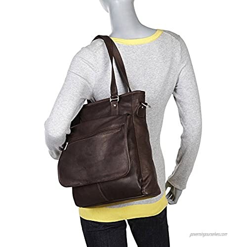 Piel Leather Laptop/Tablet Carry-All Tote Chocolate One Size