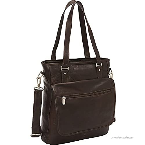 Piel Leather Laptop/Tablet Carry-All Tote  Chocolate  One Size