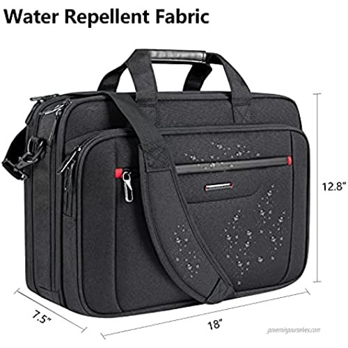 VANKEAN Laptop Bag Premium Laptop Case Business Briefcase Fits Up to 17.3 Inch Laptop Expandable Water-Repellent Shoulder Messenger Bag for Men/ Women Computer Bag for Travel/ Business/ School-Black