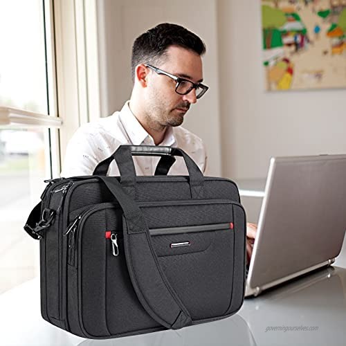 VANKEAN Laptop Bag Premium Laptop Case Business Briefcase Fits Up to 17.3 Inch Laptop Expandable Water-Repellent Shoulder Messenger Bag for Men/ Women Computer Bag for Travel/ Business/ School-Black