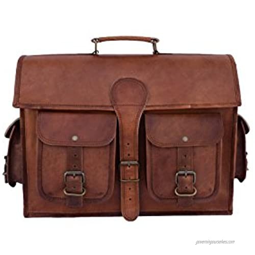 Vintage Leather 15 Inch Laptop Messenger Bag Briefcase Satchel for Men and Women