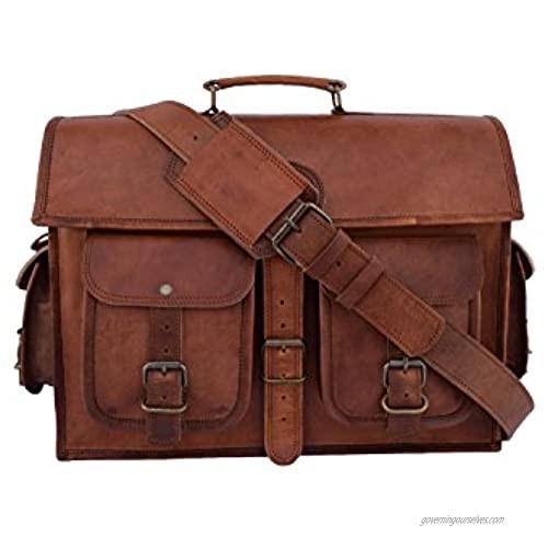 Vintage Leather 15 Inch Laptop Messenger Bag Briefcase Satchel for Men and Women