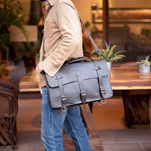 YAYAS RUDO Grain Leather Dark Brown Briefcase - Laptop Computer Satchel bag For Men. HandMade (US-RUDO Cafe Oscuro)