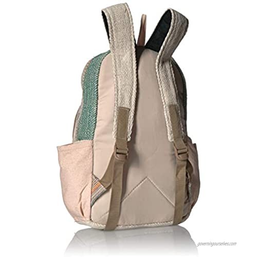 100% Pure Hemp Multi Color Backpack Handmade Nepal with Laptop Sleeve - Fashion Cute Travel School College Shoulder Bag/Bookbags/Daypack