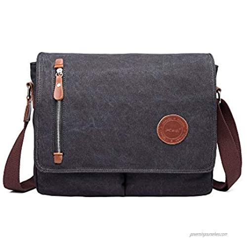 13 Inch Vintage Men's Canvas Messenger Bag Laptop Shoulder Satchel Crossbody Sling Bookbag School Bag Briefcase Laptop Bag