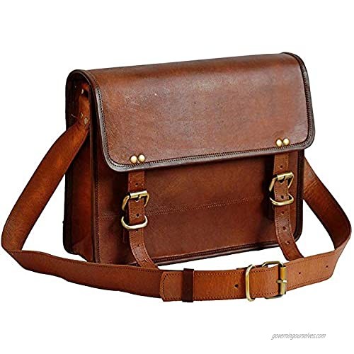 13" leather messenger bag laptop case office briefcase gift for men computer distressed shoulder bag