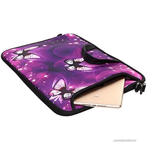 14-Inch Neoprene Laptop Shoulder Messenger Bag Case Sleeve for 13 13.3 14 14.1 Inch Notebook/Chromebook (Purple Butterfly)