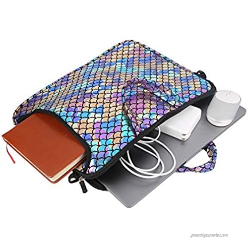 15.6-Inch Laptop Shoulder Carrying Bag Case Sleeve For 14 15 15.6 inch Macbook/Notebook/Ultrabook/Chromebook Mermaid Scale (Colorful)