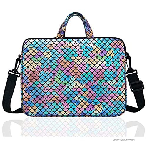 15.6-Inch Laptop Shoulder Carrying Bag Case Sleeve For 14" 15" 15.6 inch Macbook/Notebook/Ultrabook/Chromebook  Mermaid Scale (Colorful)