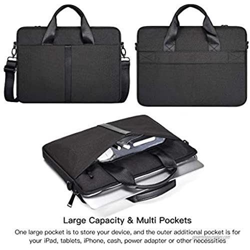 15.6 Inch Laptop Sleeve Shoulder Bag Waterproof Men Women Briefcase Handbag for Dell Inspiron 15 5000 HP Envy/Spectre x360 15.6 ASUS Chromebook 15.6 Lenovo Ideapad 330 15.6 Carrying Bag Black