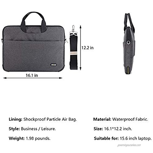 15.6 Inch Shockproof Lining Case Laptop Bag With Shoulder Strap Messenger Bag for Laptop Tablet Macbook Shockproof and Fall - Proof Portable Handbag for Business/College/Women/Men Black