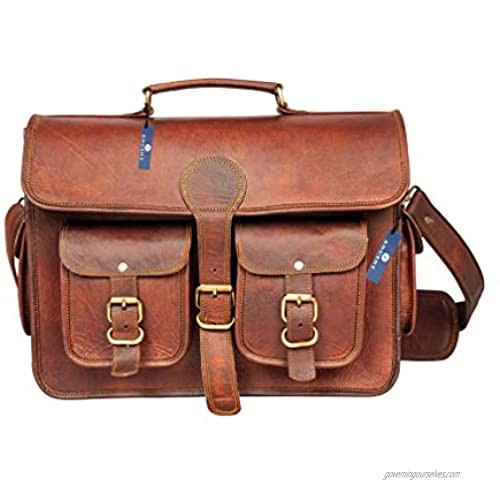 ANUENT Leather Bags Leather Messenger Bag for Men & Women Vintage Business Briefcase for Laptops & Books ~ Handmade Rugged & Distressed ~ Genuine Retro 15 inches