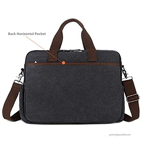BAOSHA 17 inch Canvas Laptop Computer Bag Messenger Bag Briefcase Large Satchel Shoulder Bag BC-12 (Black)