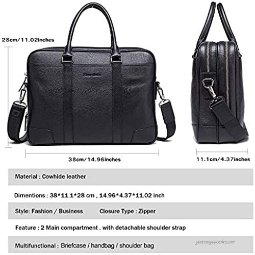 BISON DENIM Laptop Messenger Shoulder Bag Leather Crossbody Bags Men's Handbag Briefcase for Work