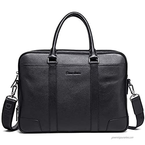 BISON DENIM Laptop Messenger Shoulder Bag Leather Crossbody Bags Men's Handbag Briefcase for Work