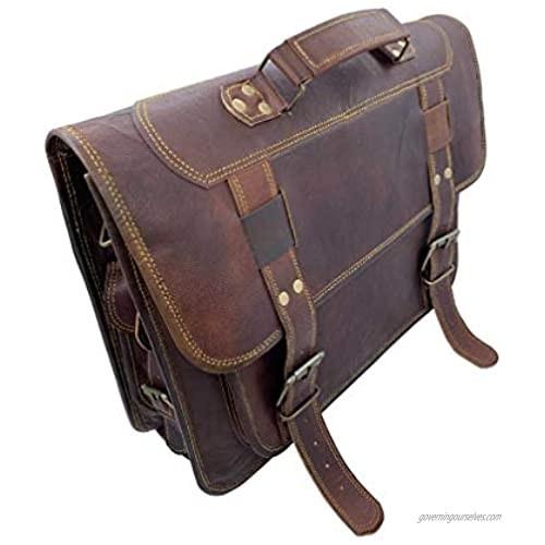 Dark Brown Vintage Handmade Leather Messenger Bag Laptop Briefcase Computer Satchel Bag for Men (12 x 16)