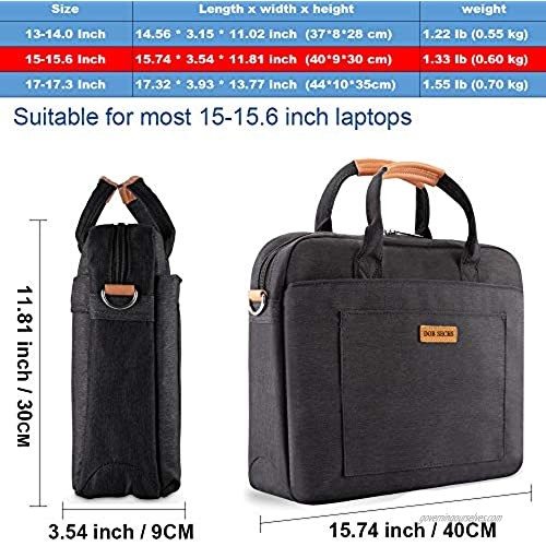 DOB SECHS 17 inch Laptop Bag Water-Repellent Shoulder Messenger Bag Durable Office Bag Business Briefcase for Men Women Carry On Handle Case for Computer/Notebook/MacBook Black