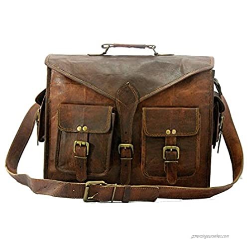 Handmade World Genuine Messenger Bag Leather Laptop Bags Computer Satchel Briefcase (18 Inch)