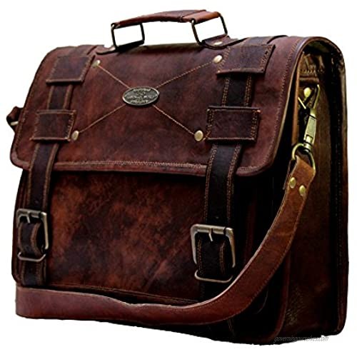 Handmade World Laptop Bag Vintage Men Brown Leather Briefcase Messenger Bags (12 X 16')