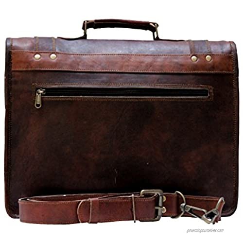 Handmade World Laptop Bag Vintage Men Brown Leather Briefcase Messenger Bags (12 X 16')