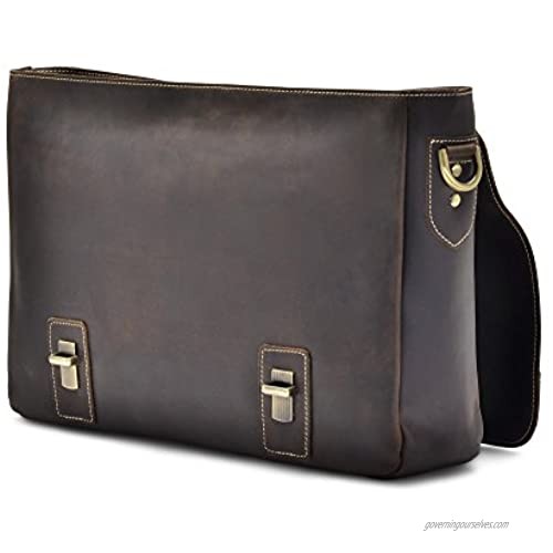Hølssen Men’s Leather Satchel Briefcase (Genuine) Vintage Crossbody 15” Laptop Bag