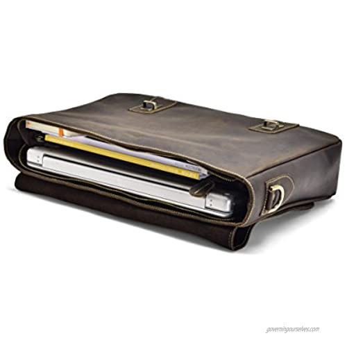 Hølssen Men’s Leather Satchel Briefcase (Genuine) Vintage Crossbody 15” Laptop Bag