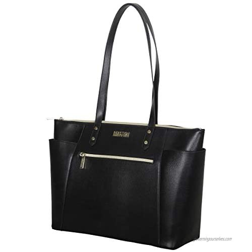 Kenneth Cole Reaction Women's Downtown Darling Faux Leather 15 Top Zip Laptop Tote Black
