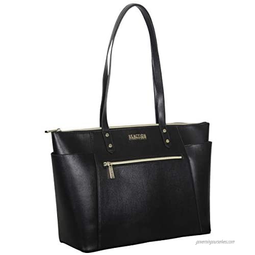 Kenneth Cole Reaction Women's Downtown Darling Faux Leather 15" Top Zip Laptop Tote  Black