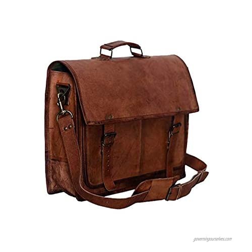 KPL leather Briefcase laptop messenger bag satchel for men and women (Fits 14" / 15.6") school college office bags