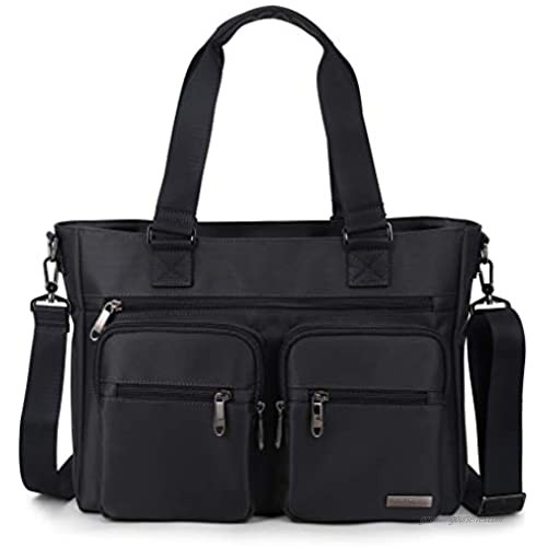 La Packmore Water Repellent Nylon Shoulder Bag Handbag Laptop Tote Travel Work School Clinic Nurse Tote (Black)