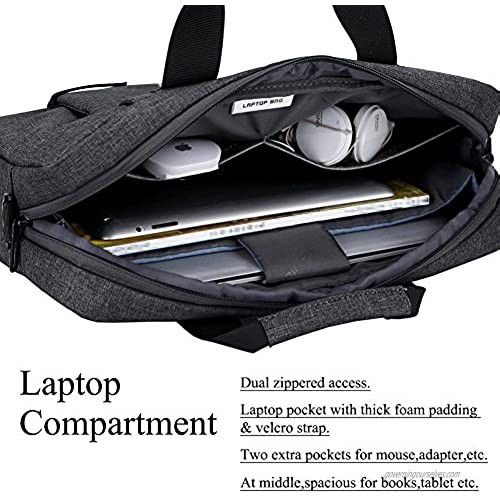 Laptop Bag 17.3 Inch BRINCH Stylish Fabric Laptop Messenger Shoulder Bag Case Briefcase for 17-17.3 Inch Laptop/Notebook/MacBook/Ultrabook/Chromebook Computers (Dark Grey)
