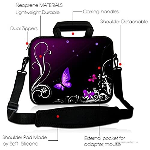 Laptop Shoulder Bag Women Neoprene Messenger Case for 16 17 17.3 17.4 inch Notbook PC (PURPLE)
