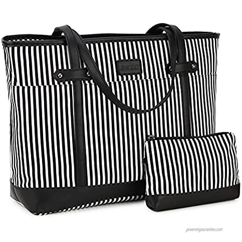 Laptop Tote Bag for Women RAVUO Water Resistant Large Nylon Shoulder Bag Teacher Work Handbag Purse Fits 15.6 inch Laptop