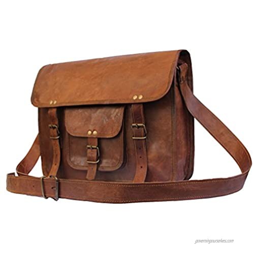 Leather Bags Now Genuine Men's Leather Messenger Laptop Briefcase Satchel Mens Bag 15x11x4 inches Brown