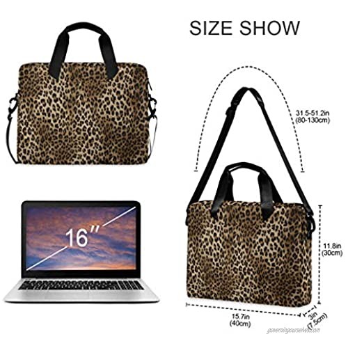 MAHU Laptop Case Bag Leopard Animal Skin Print Laptop Sleeves Briefcase 13 14 15.6 inch Computer Messenger Bag with Handle Strap for Women Men Boys Girls
