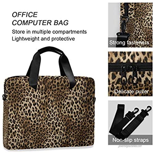 MAHU Laptop Case Bag Leopard Animal Skin Print Laptop Sleeves Briefcase 13 14 15.6 inch Computer Messenger Bag with Handle Strap for Women Men Boys Girls