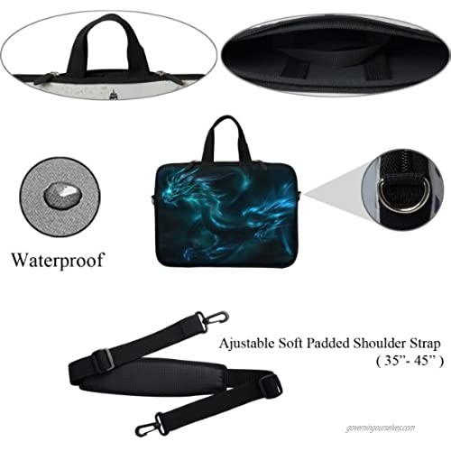 Meffort Inc 11.6 Inch Neoprene Laptop/Ultrabook/Chromebook Bag Carrying Sleeve with Hidden Handle and Adjustable Shoulder Strap (Blue Dragon)