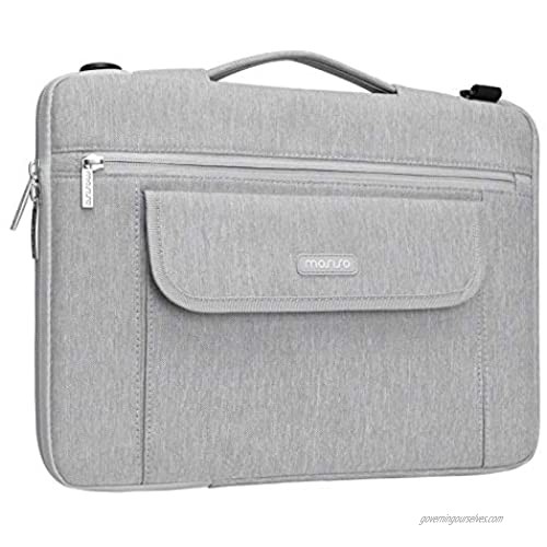 MOSISO 360 Protective Laptop Shoulder Bag Compatible with MacBook Pro/Air 13 inch 13-13.3 inch Notebook Computer Polyester Side Open Briefcase Sleeve with Front Flip Pocket&Extendable Handle Gray