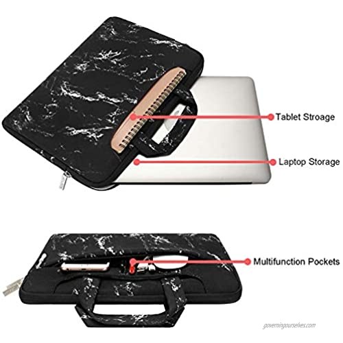 MOSISO Laptop Shoulder Bag Compatible with MacBook Pro/Air 13 inch 13-13.3 inch Notebook Computer Marble Pattern Carrying Briefcase Sleeve Case Black