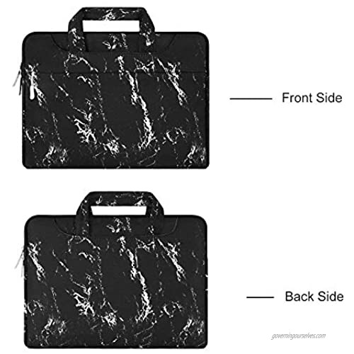 MOSISO Laptop Shoulder Bag Compatible with MacBook Pro/Air 13 inch 13-13.3 inch Notebook Computer Marble Pattern Carrying Briefcase Sleeve Case Black